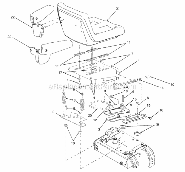 Seat Assembly Mfg. 4-19-98 & Before Diagram and Parts List for Z42 53AC305G100 Cub Cadet Lawn Mower